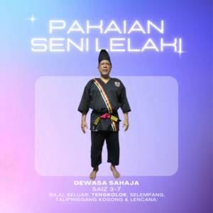 Pakaian Lengkap Latihan Silat Seni Dewasa (dengan aksesori TANJAK/SAMPIN, talipinggang kosong, Lencana & Selempang)